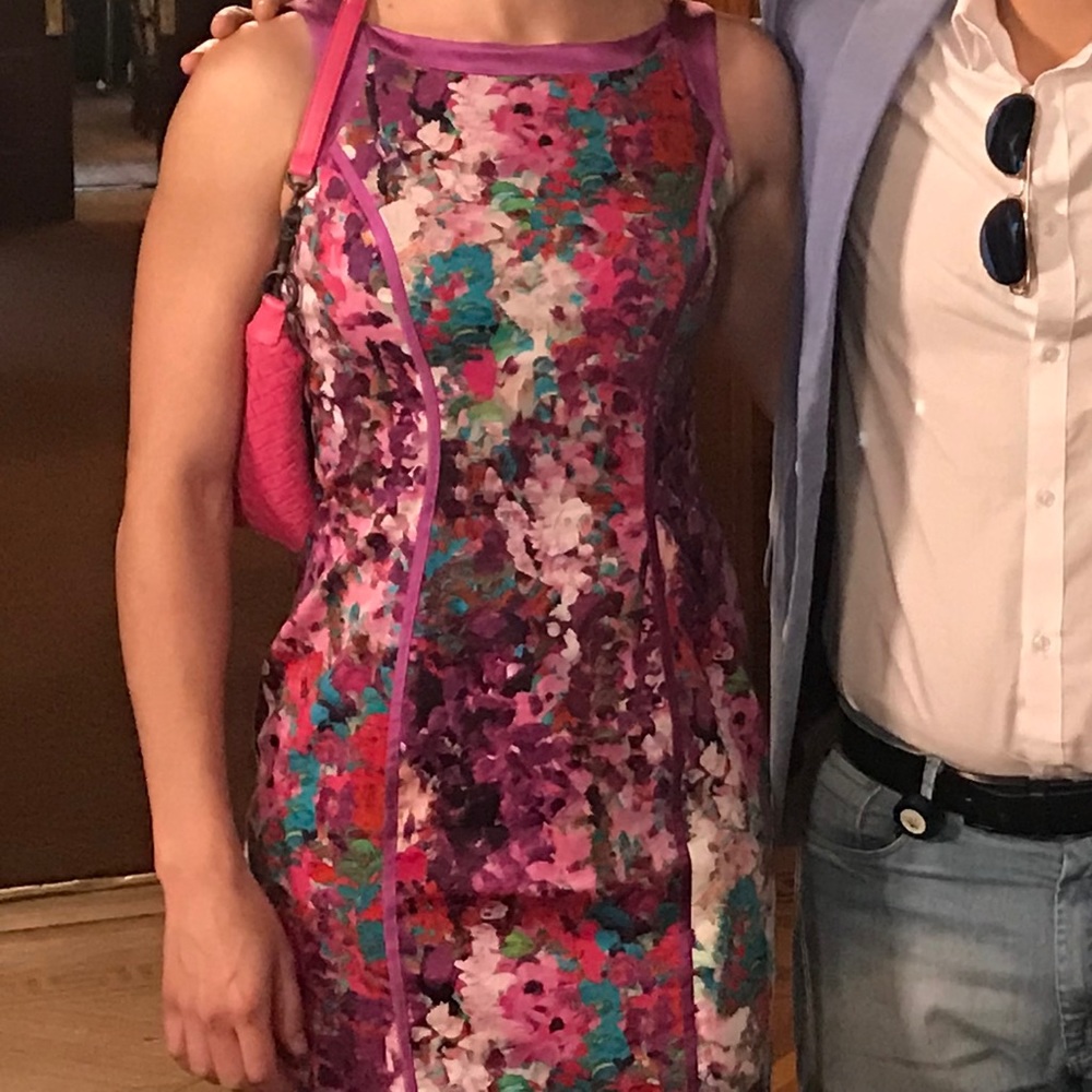 Theia Orchid Floral Sheath Dress